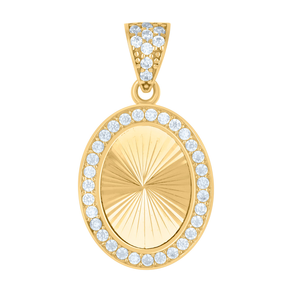 10kt Yellow Gold Womens Cubic-Zirconia Oval Medallion Picture Frame Fashion Charm Pendant
