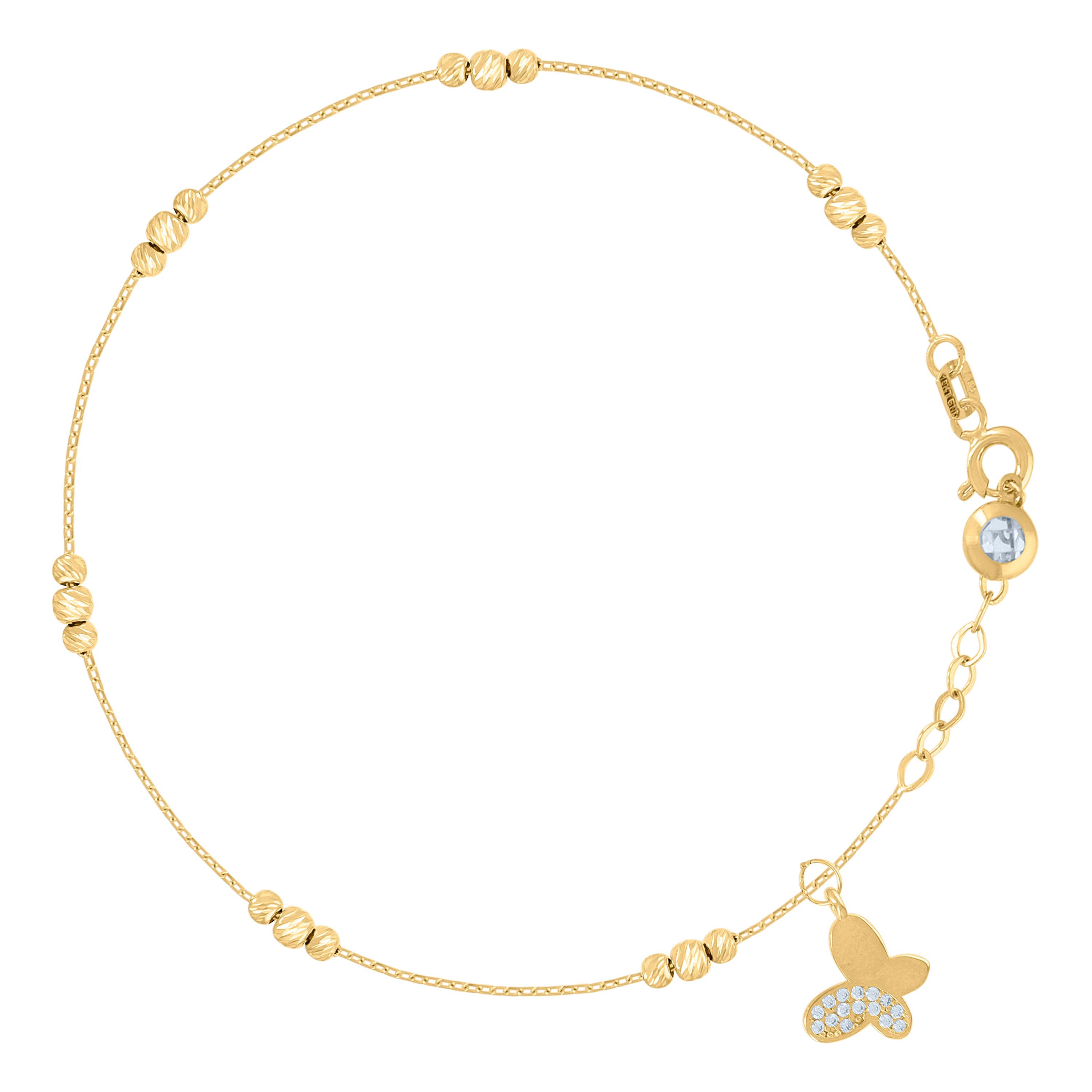 10kt Yellow Gold Womens Cubic-Zirconia Butterfly Beaded Charm 8