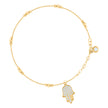 10kt Yellow Gold Womens Cubic-Zirconia Hamsa Beaded Religious Charm 8
