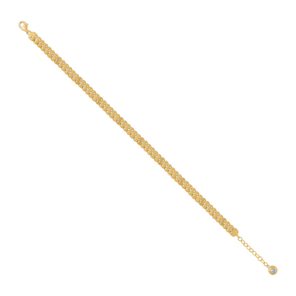10kt Yellow Gold Womens Cubic-Zirconia Fashion Link Bracelet Size 8 Inches