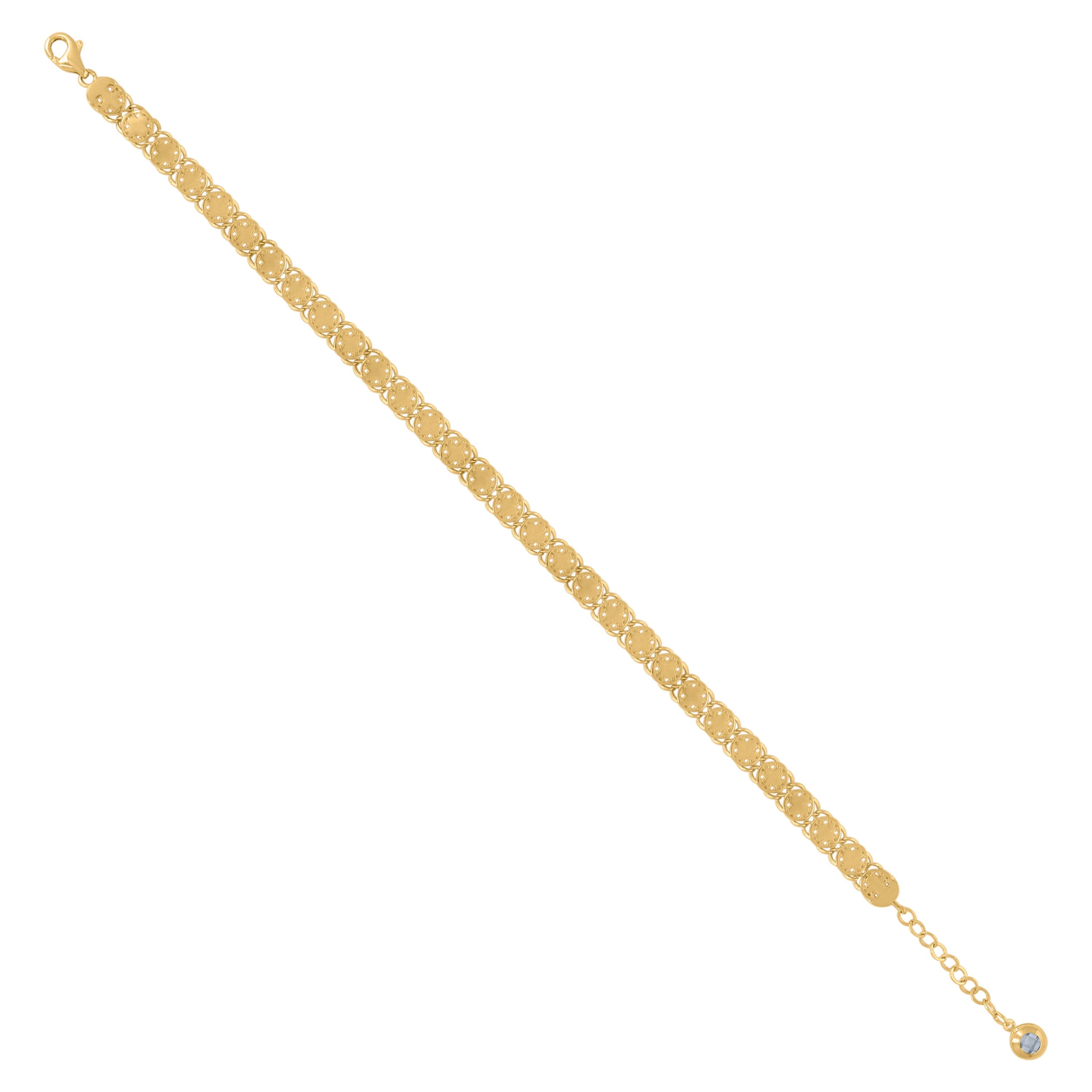 10kt Yellow Gold Womens Cubic-Zirconia Fashion Link Bracelet Size 8 Inches