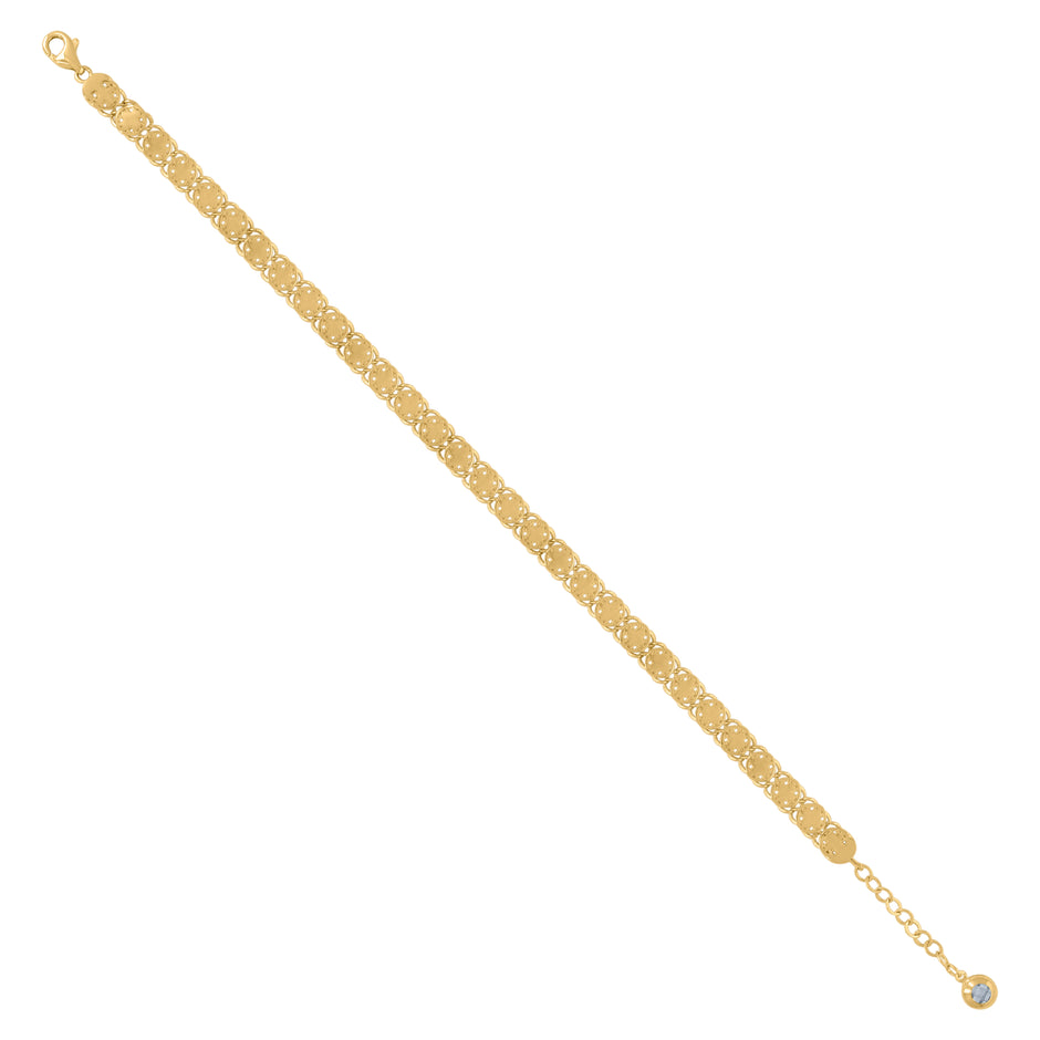 10kt Yellow Gold Womens Cubic-Zirconia Fashion Link Bracelet Size 8 Inches