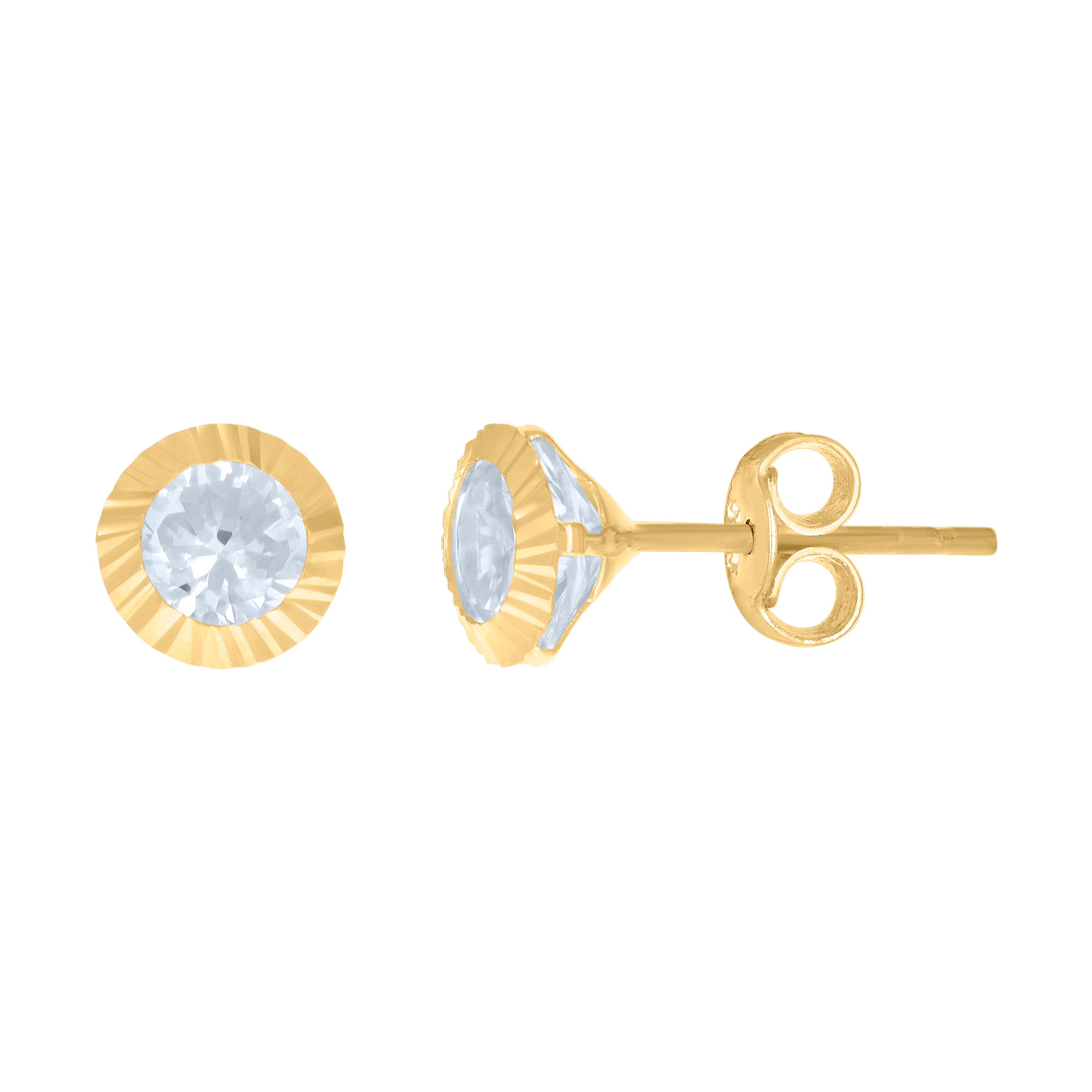 10kt Yellow Gold Womens Cubic-Zirconia Round Stud Earrings 