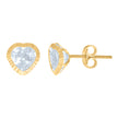 10kt Yellow Gold Womens Heart Cubic-Zirconia Heart Stud Earrings 