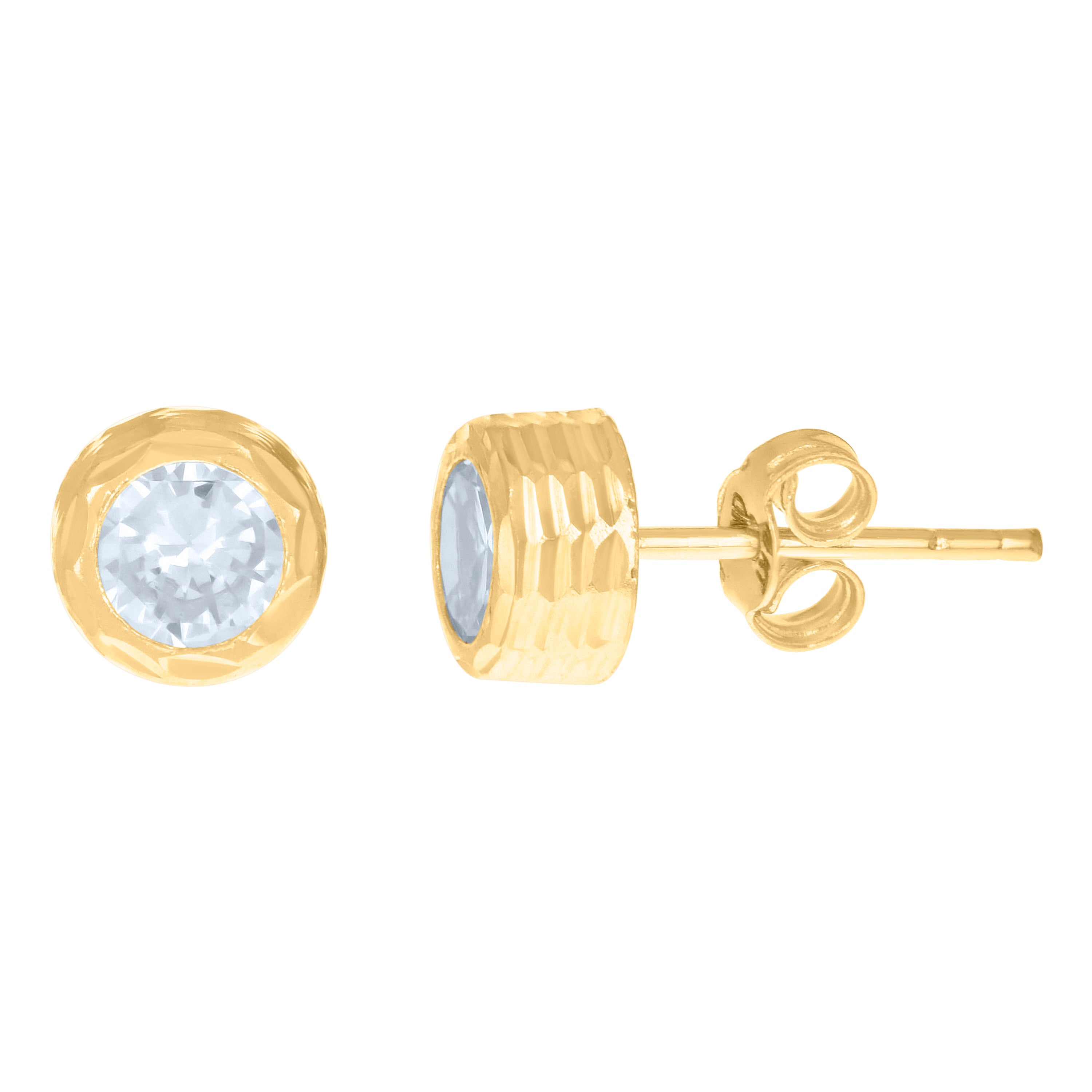 10kt Yellow Gold Womens Cubic-Zirconia Round Stud Earrings 
