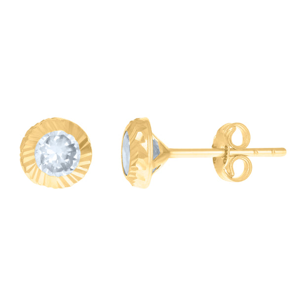 10kt Yellow Gold Womens Cubic-Zirconia Round Stud Earrings 