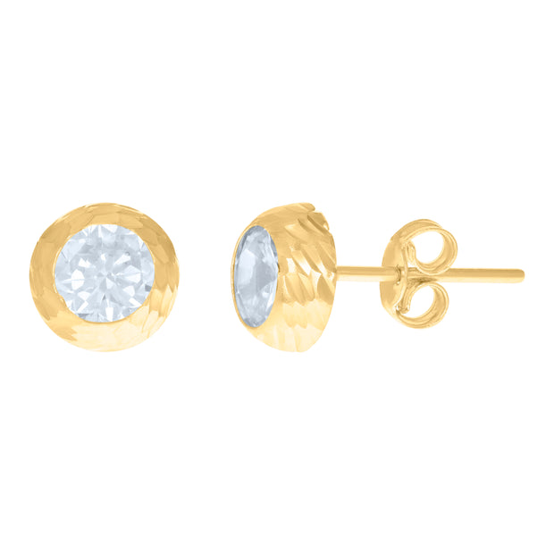 10kt Yellow Gold Womens Cubic-Zirconia Round Stud Earrings 