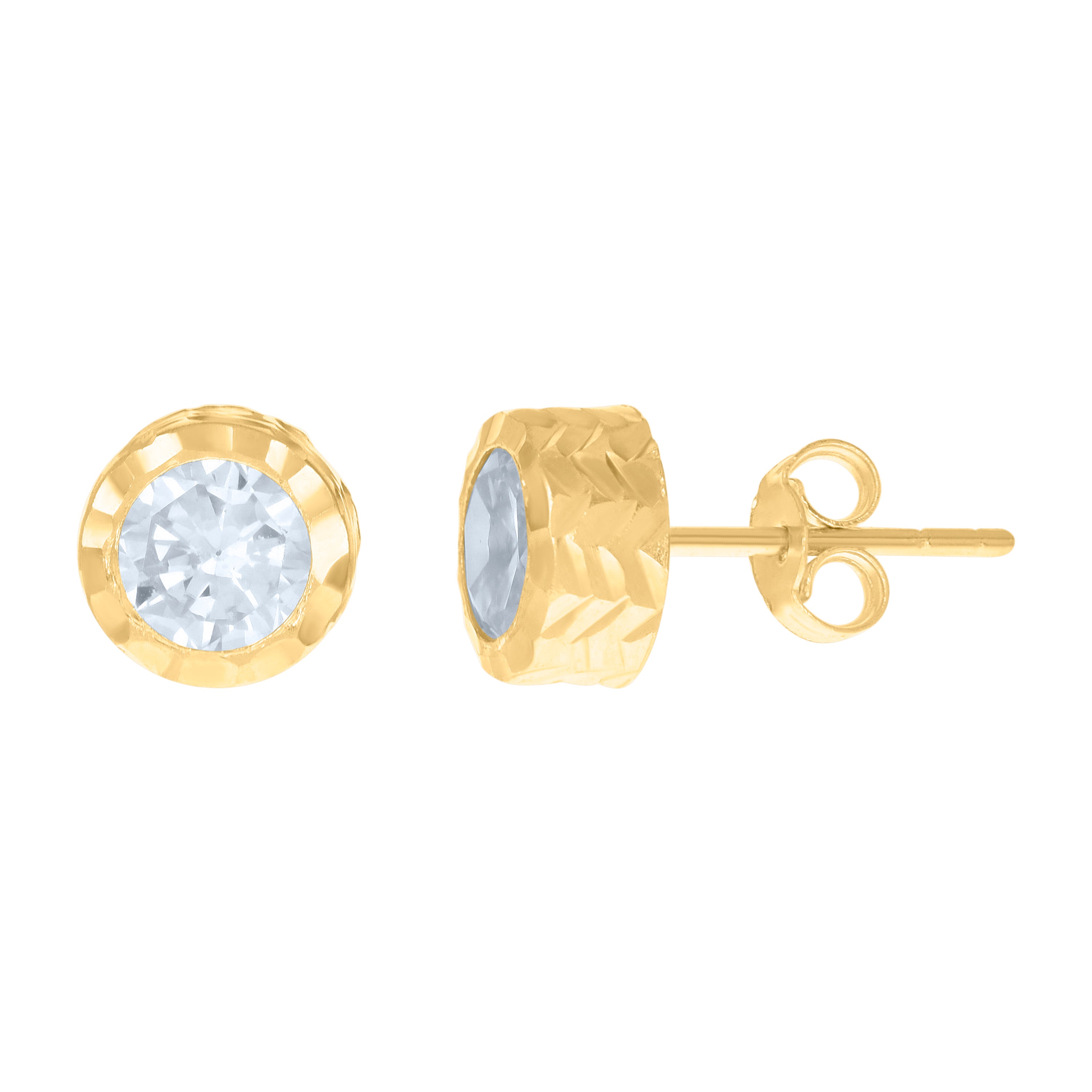 10kt Yellow Gold Womens Cubic-Zirconia Round Stud Earrings 