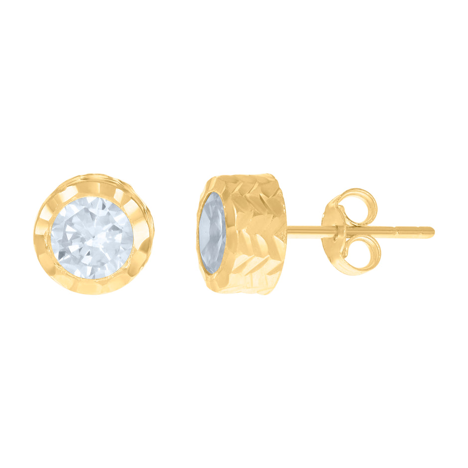 10kt Yellow Gold Womens Cubic-Zirconia Round Stud Earrings 