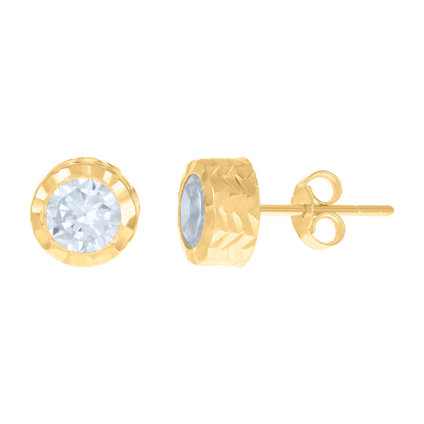 10kt Yellow Gold Womens Cubic-Zirconia Round Stud Earrings 