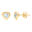 10kt Yellow Gold Womens Heart Cubic-Zirconia Heart Stud Earrings 