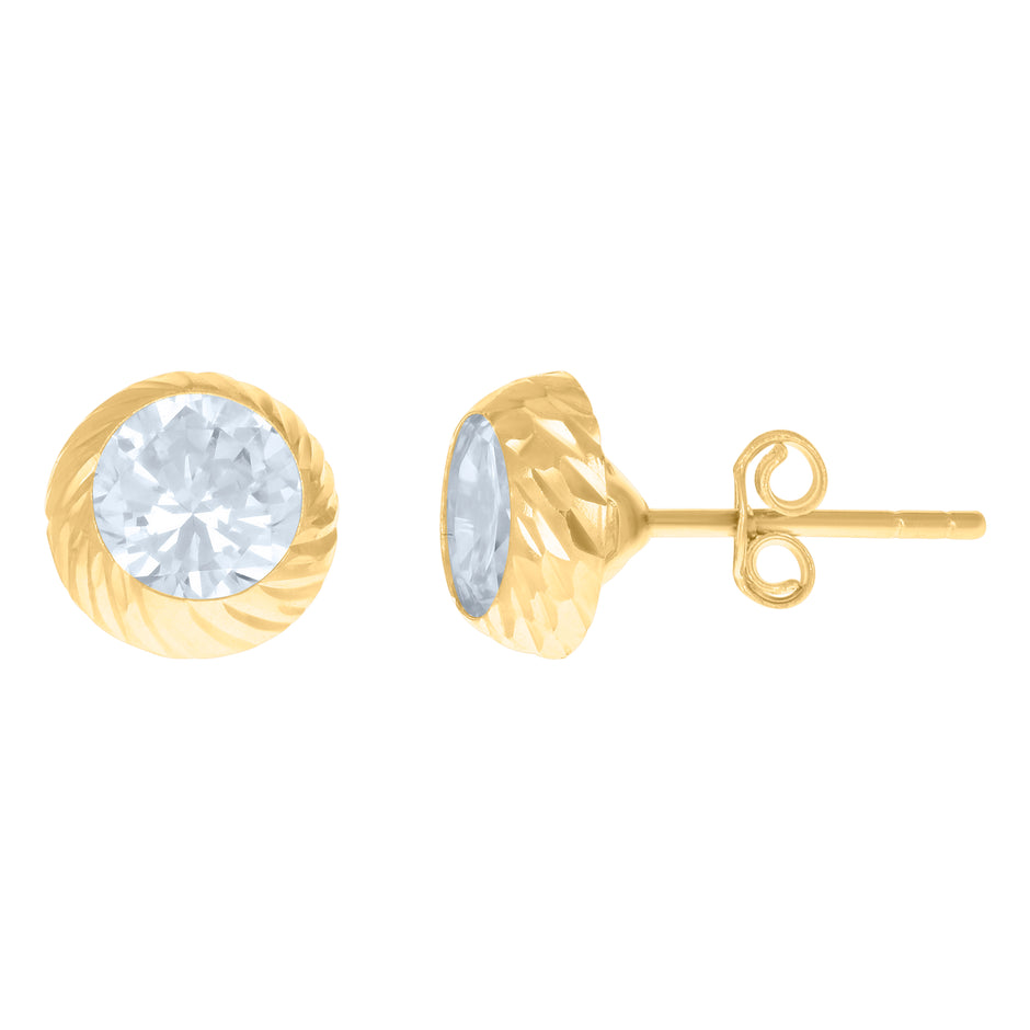 10kt Yellow Gold Womens Cubic-Zirconia Round Stud Earrings 