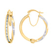 10kt Two-Tone Gold Womens Baguette Cubic-Zirconia Textured Twisted Hoops Huggies Earrings 
