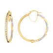 10kt Two-Tone Gold Womens Baguette Cubic-Zirconia Textured Twisted Hoops Huggies Earrings 
