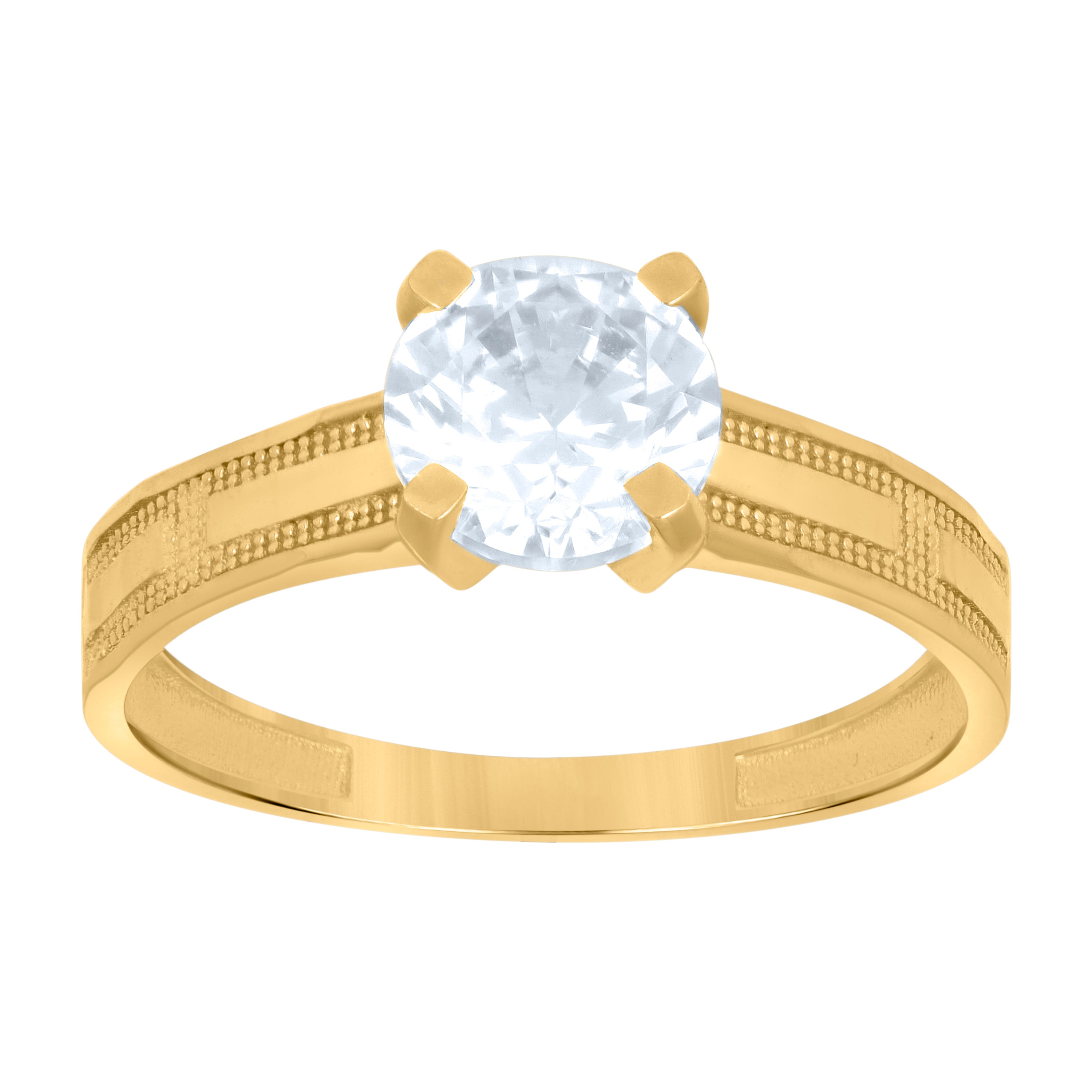 10kt Yellow Gold Womens Cubic-Zirconia Bridal Engagement Ring