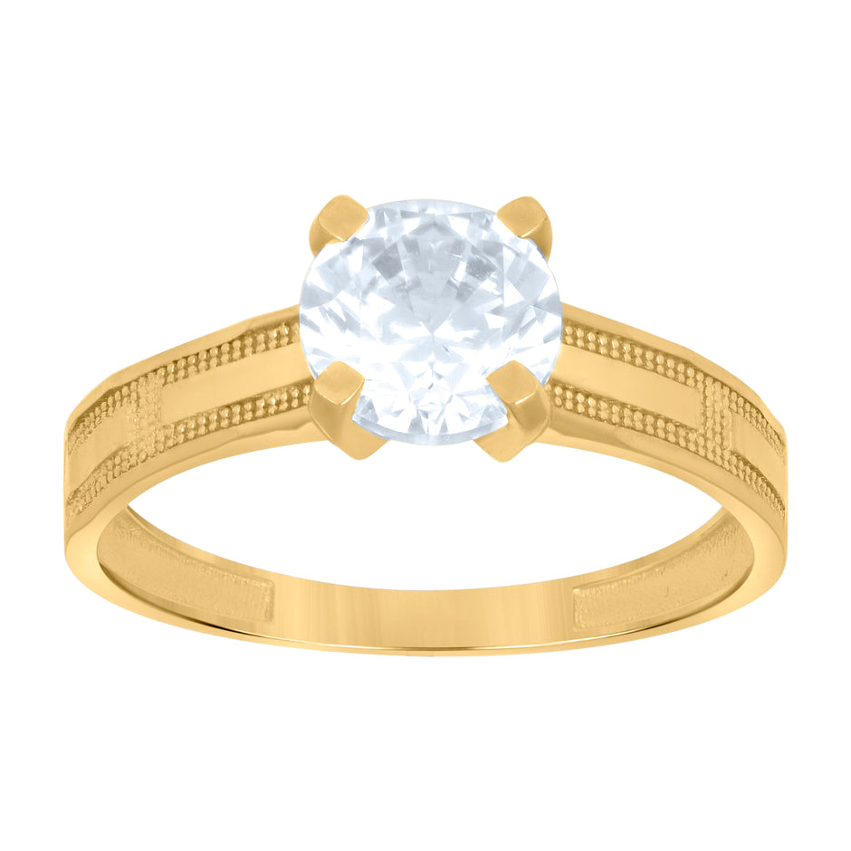 10kt Yellow Gold Womens Cubic-Zirconia Bridal Engagement Ring