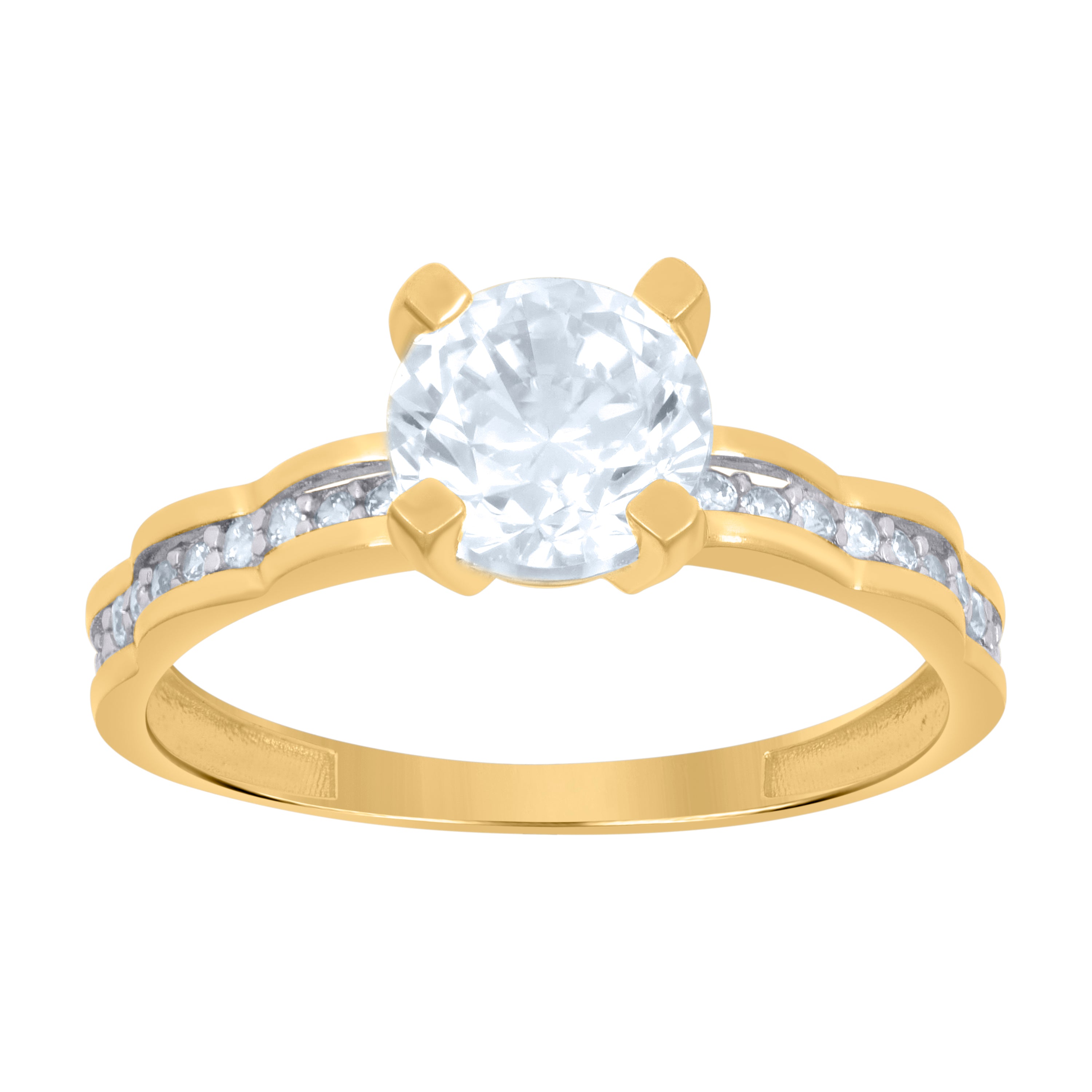 10kt Two-tone Gold Womens Cubic-Zirconia Bridal Engagement Ring