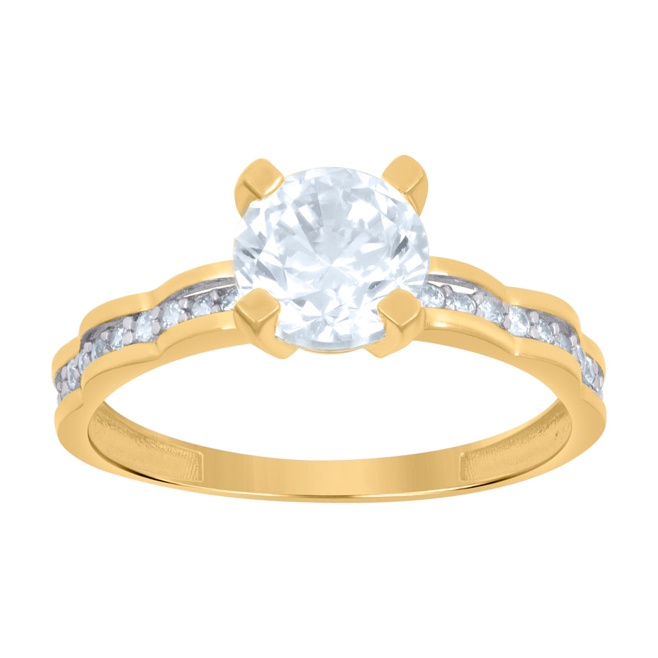 10kt Two-tone Gold Womens Cubic-Zirconia Bridal Engagement Ring