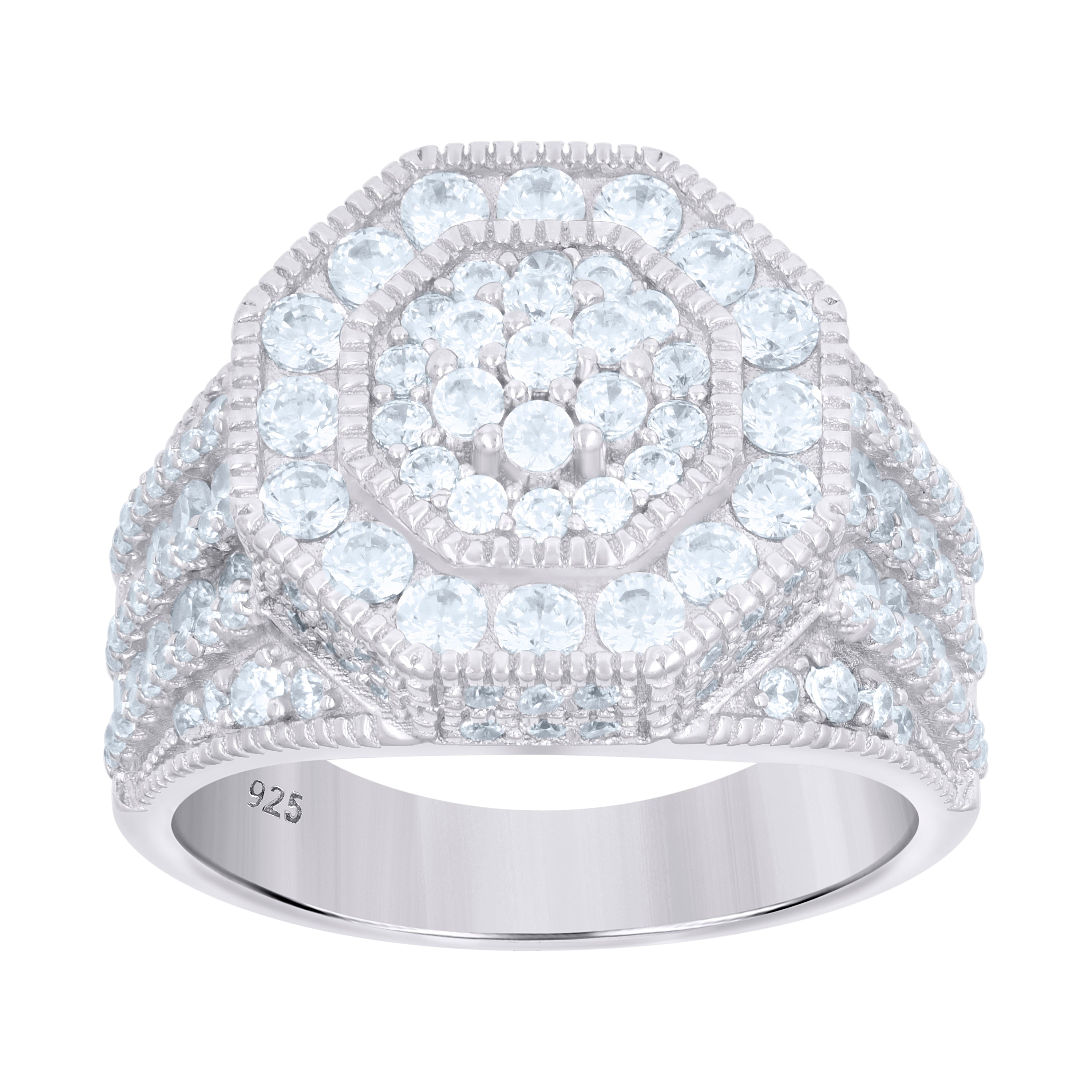 925 Sterling Silver Mens Cubic-Zirconia Fashion Ring Size 12 - SLV-115593