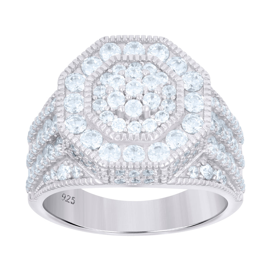 925 Sterling Silver Mens Cubic-Zirconia Fashion Ring Size 11 - SLV-115592