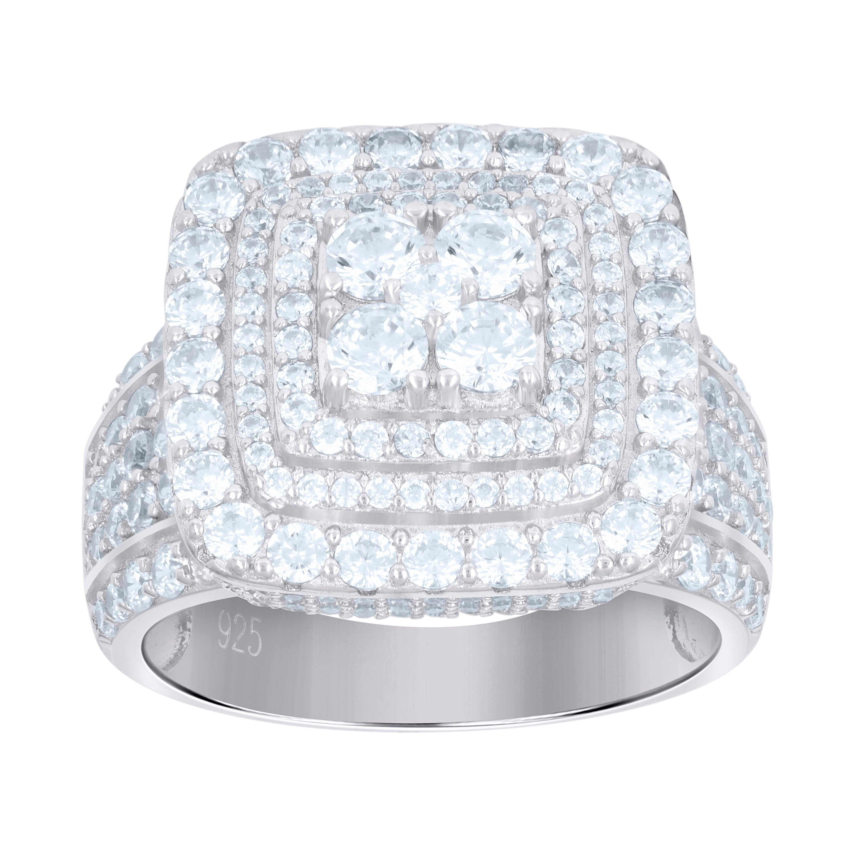 925 Sterling Silver Mens Cubic-Zirconia Square Fashion Ring Size 10 - SLV-115605