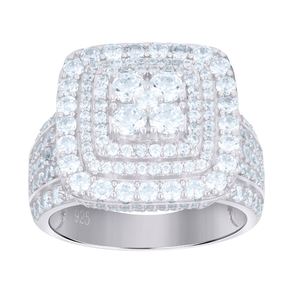 925 Sterling Silver Mens Cubic-Zirconia Square Fashion Ring Size 11 - SLV-115606