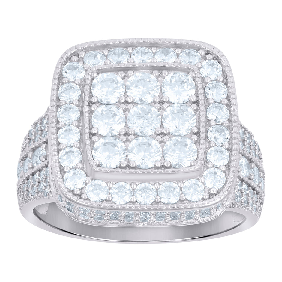 925 Sterling Silver Mens Cubic-Zirconia Square Fashion Ring Size 9 - SLV-115618