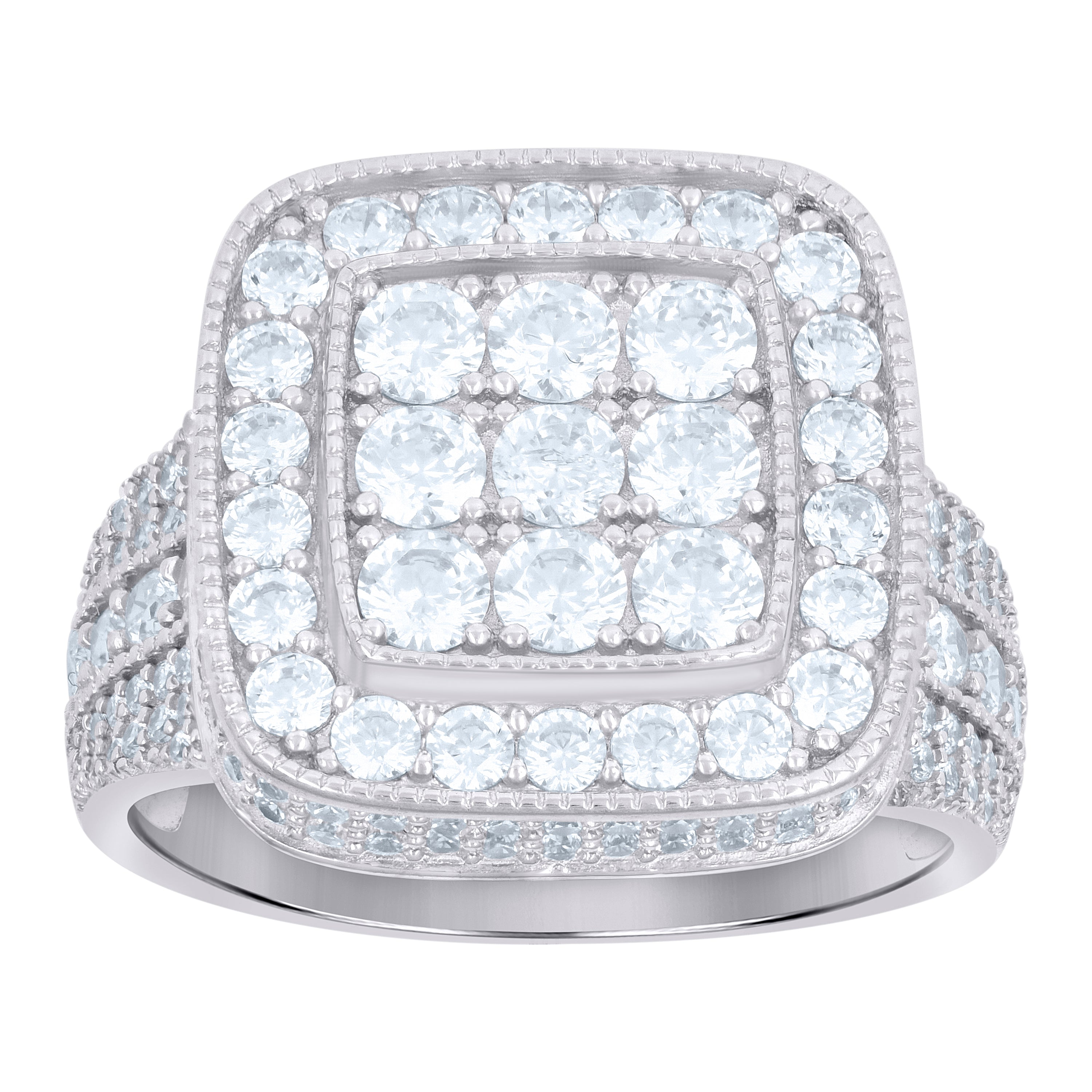 925 Sterling Silver Mens Cubic-Zirconia Square Fashion Ring Size 10 - SLV-115619
