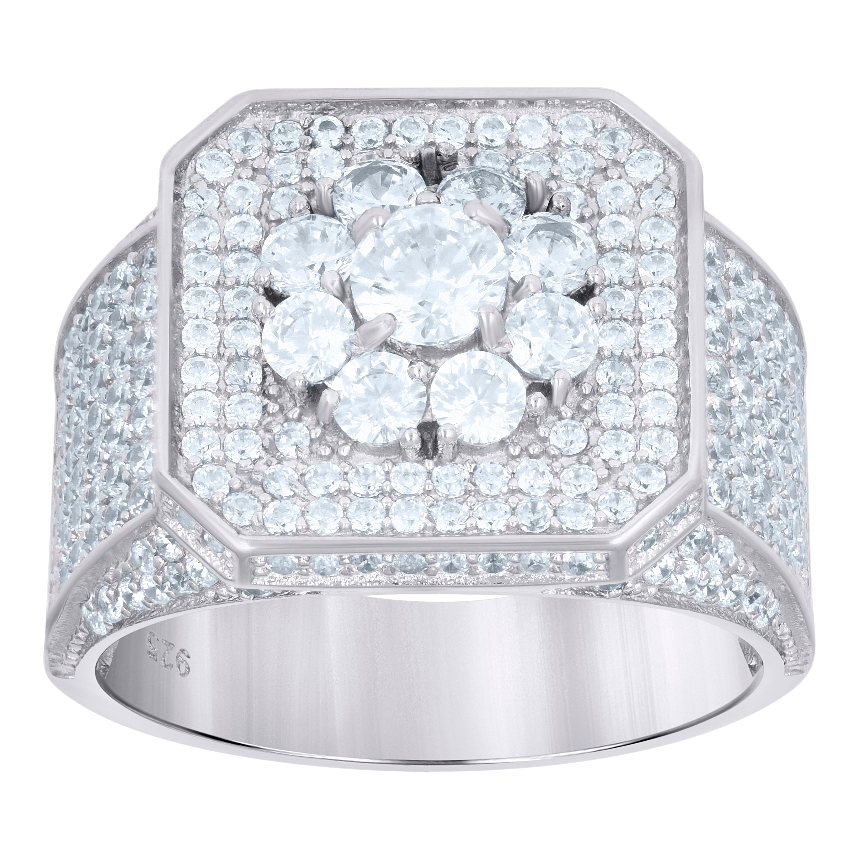 925 Sterling Silver Mens Cubic-Zirconia Fashion Ring Size 9 - SLV-115633