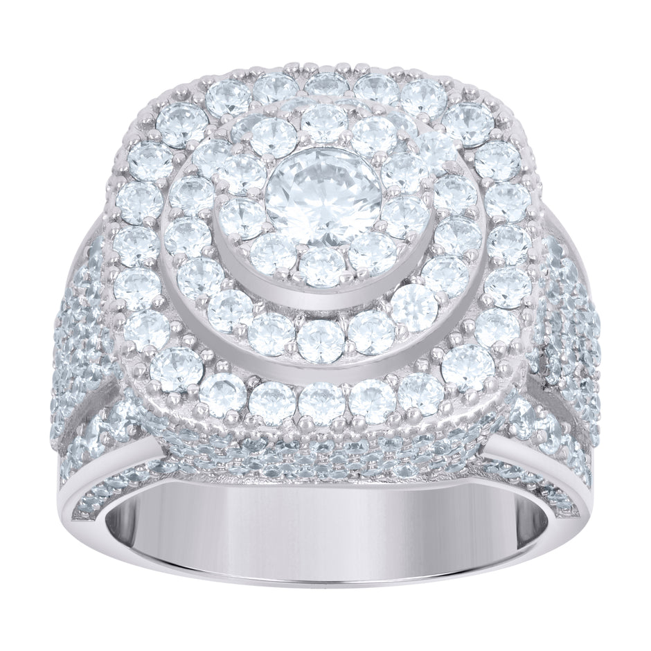 925 Sterling Silver Mens Cubic-Zirconia Fashion Ring Size 9 - SLV-115662