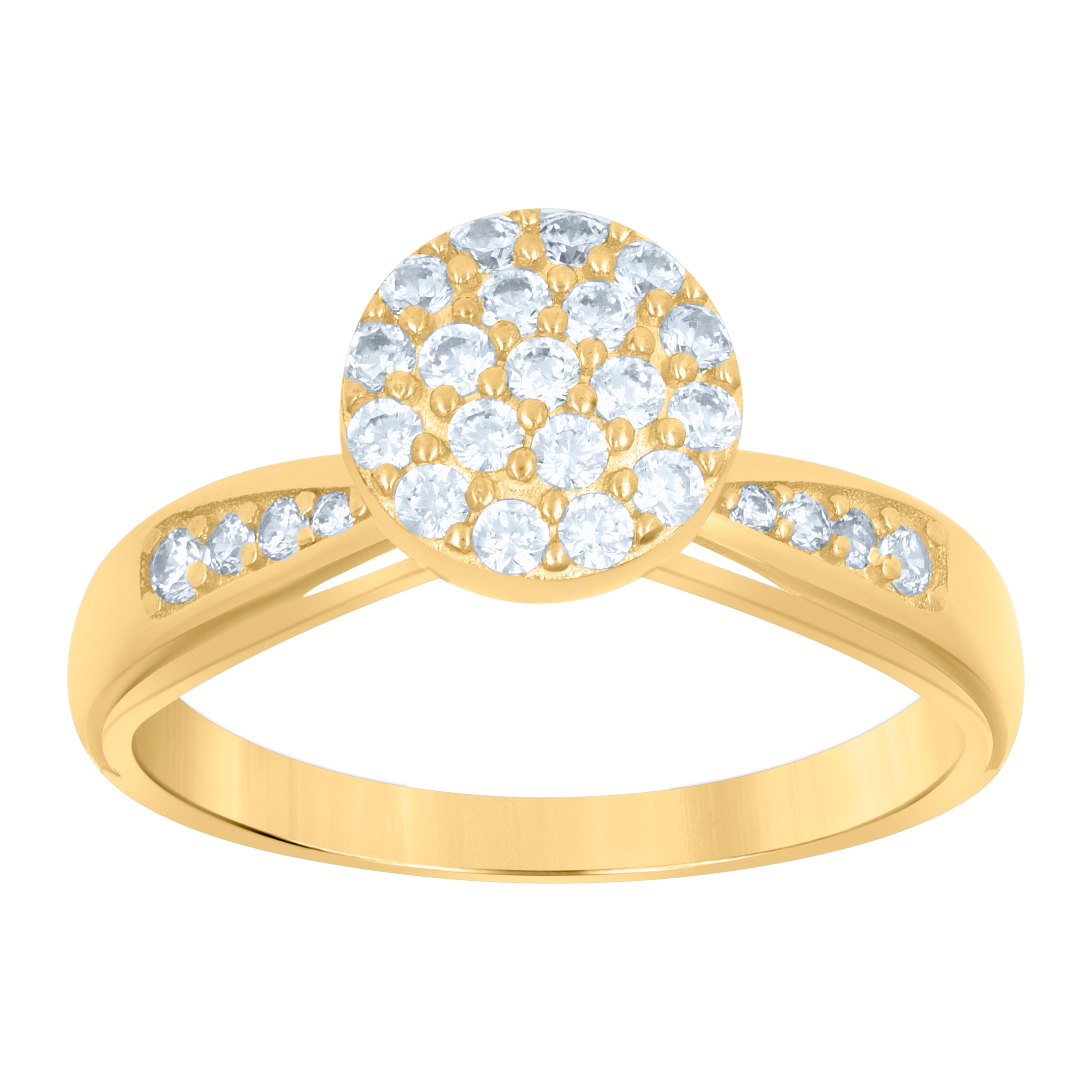 10kt Yellow Gold Womens Cubic-Zirconia Cluster Fashion Ring