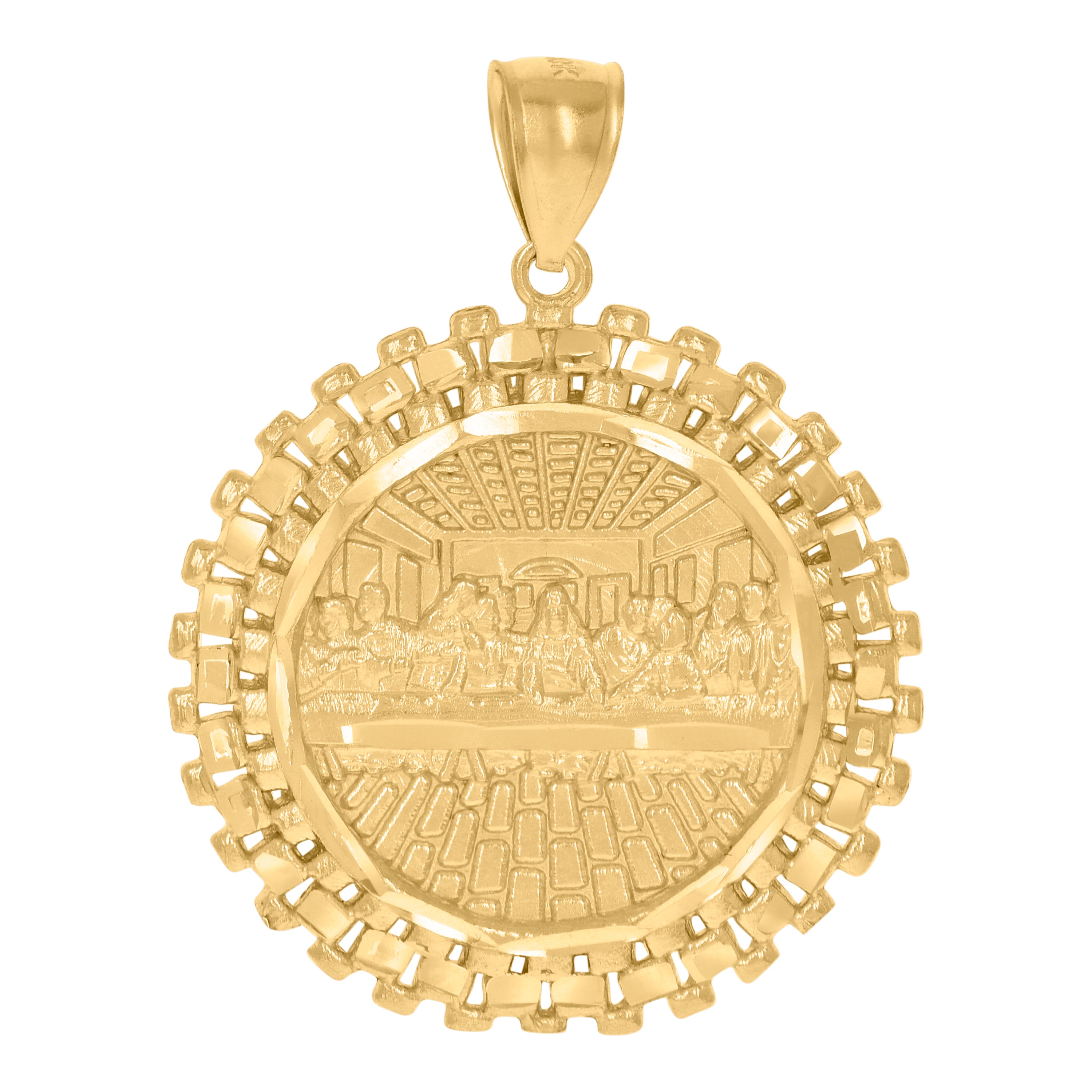 10kt Yellow Gold Mens Last Supper Religious Charm Pendant