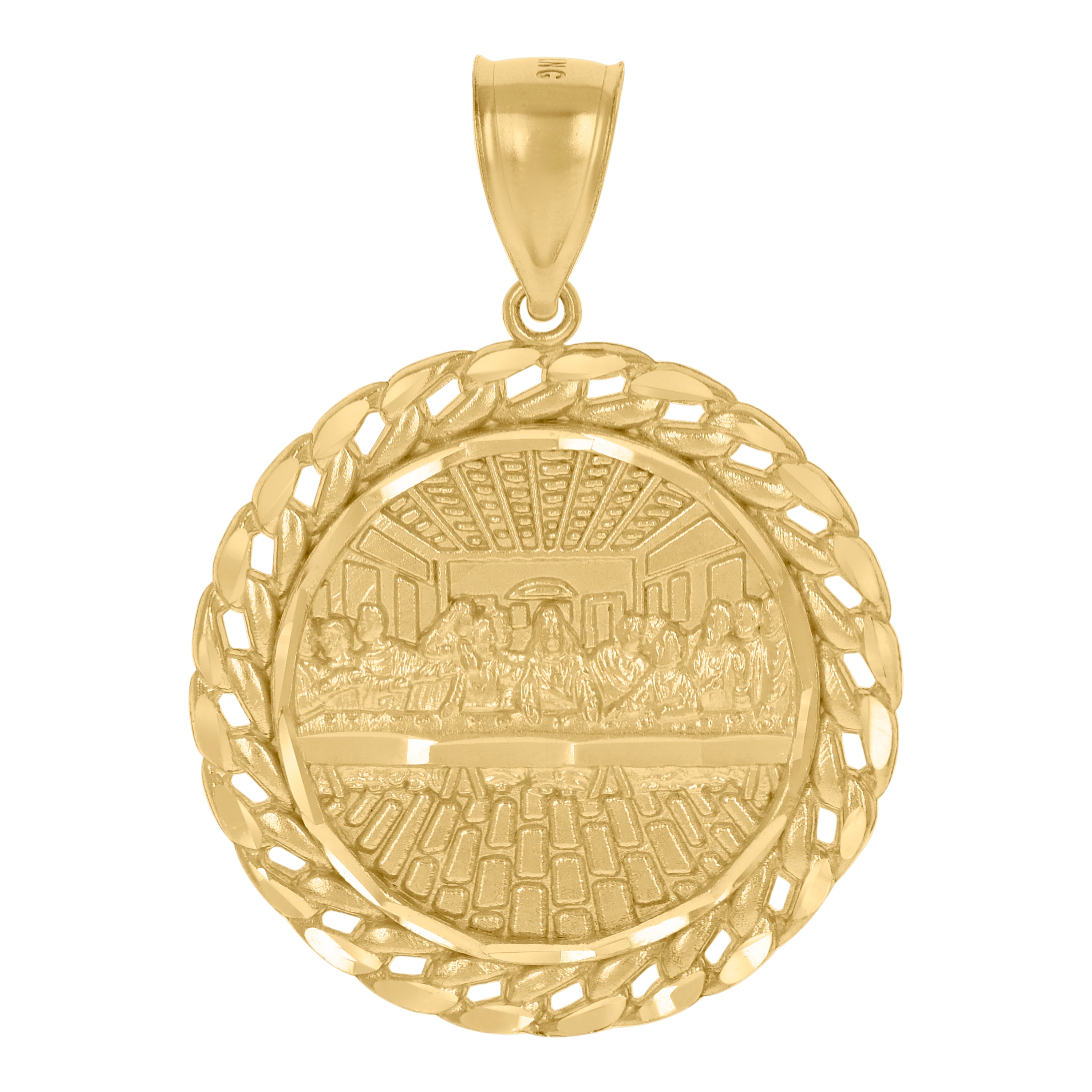 10kt Yellow Gold Mens Last Supper Religious Charm Pendant
