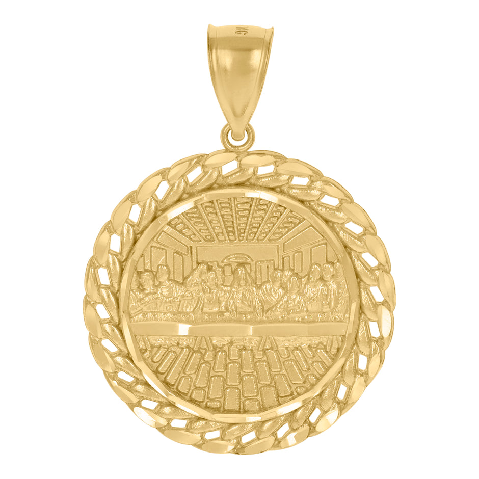 10kt Yellow Gold Mens Last Supper Religious Charm Pendant
