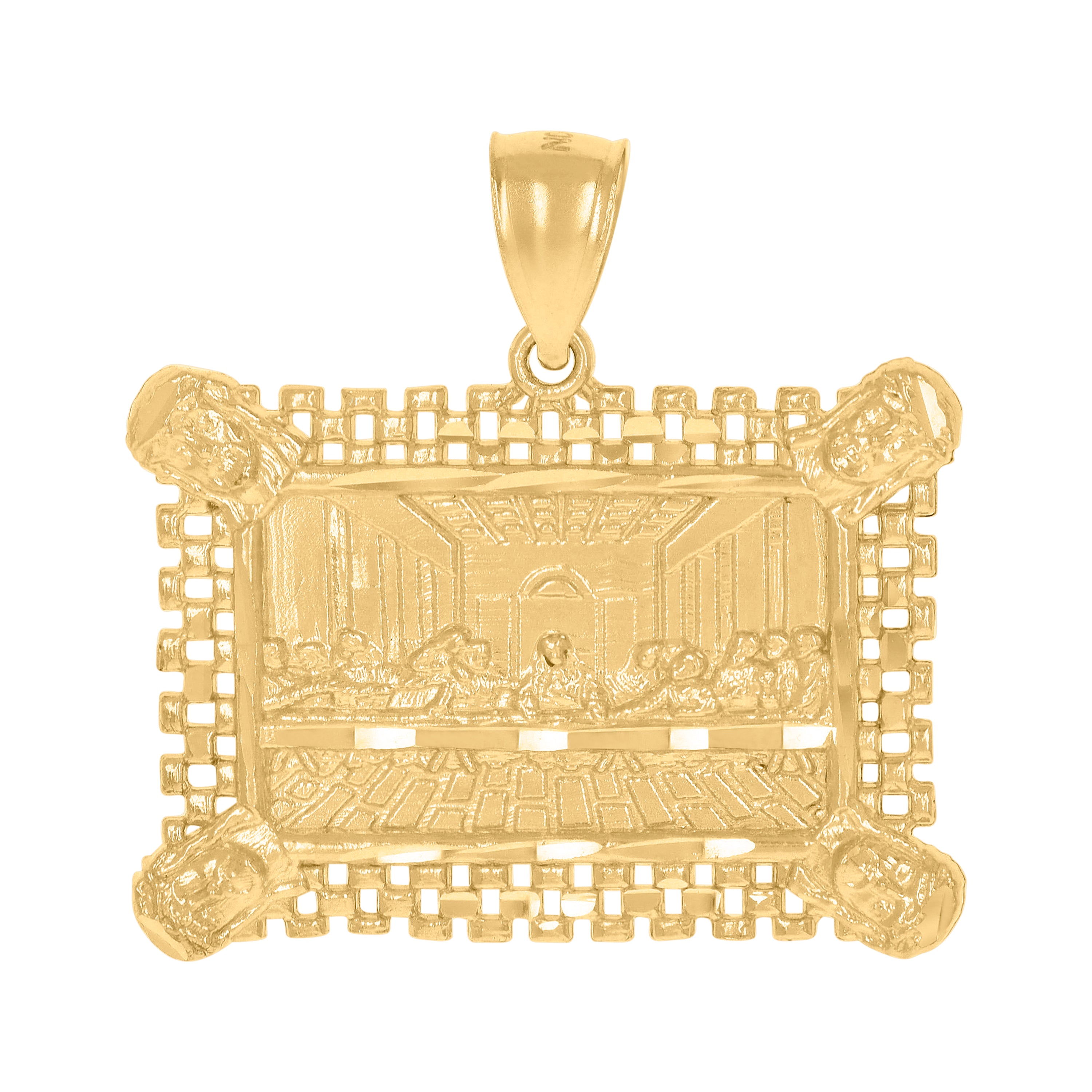 10kt Yellow Gold Mens Last Supper Religious Charm Pendant