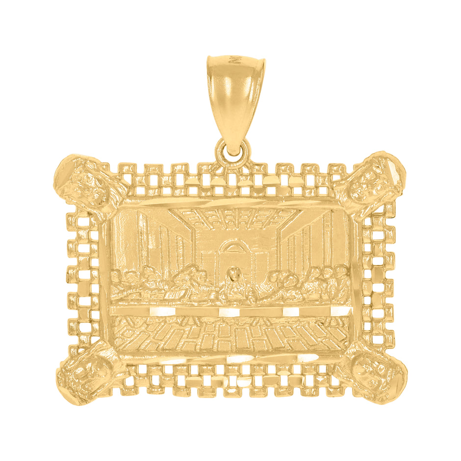 10kt Yellow Gold Mens Last Supper Religious Charm Pendant