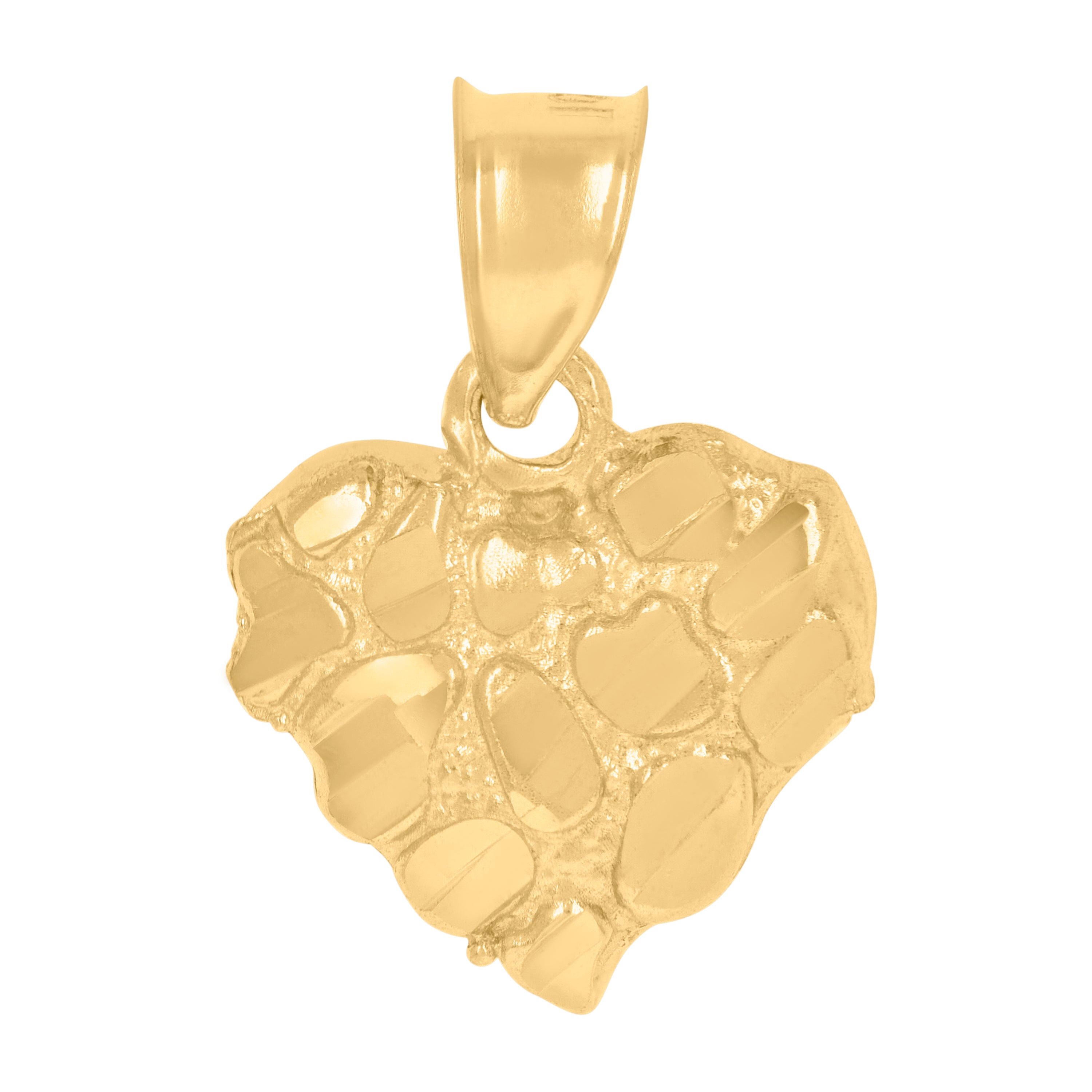 10kt Yellow Gold Womens Nugget Heart Charm Pendant