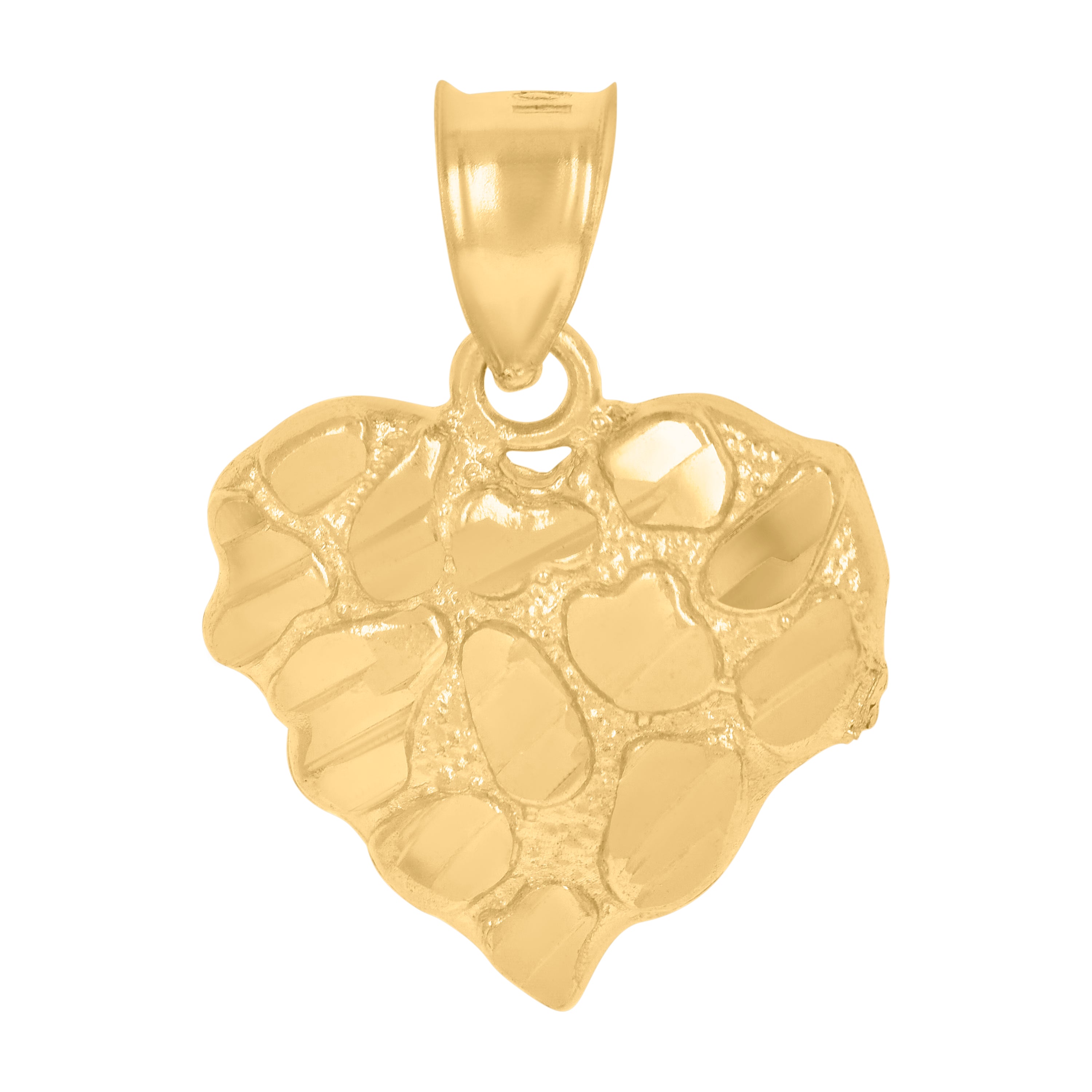 10kt Yellow Gold Womens Nugget Heart Charm Pendant