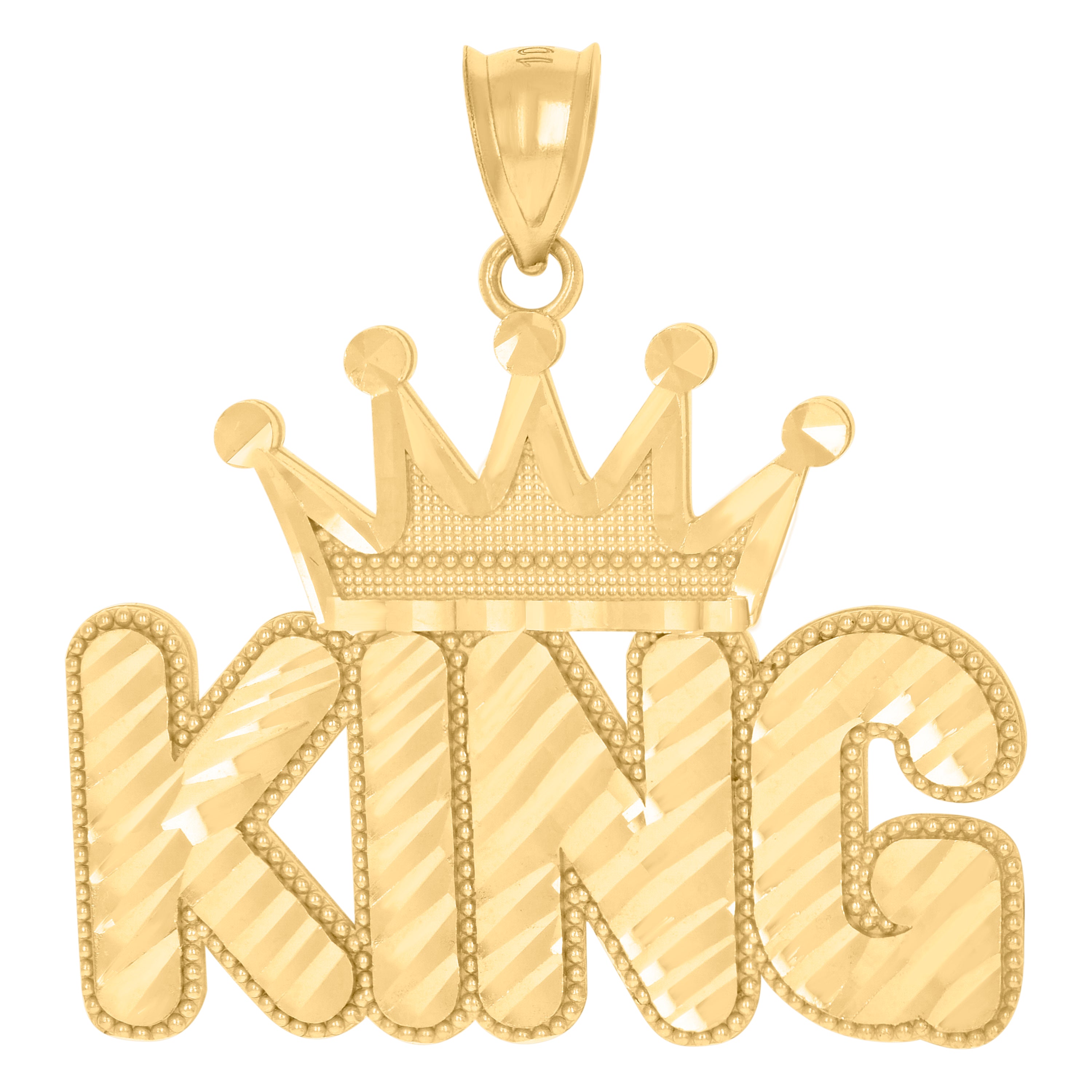 10kt Yellow Gold Mens Crown King Fashion Charm Pendant