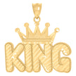 10kt Yellow Gold Mens Crown King Fashion Charm Pendant