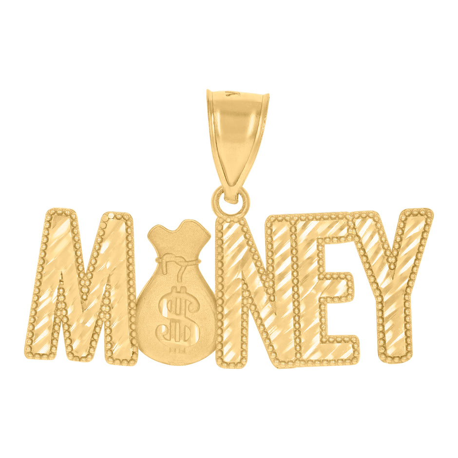 10kt Yellow Gold Mens Money Fashion Charm Pendant