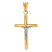 14kt Two-tone Gold Mens Crucifix Cross Religious Charm Pendant