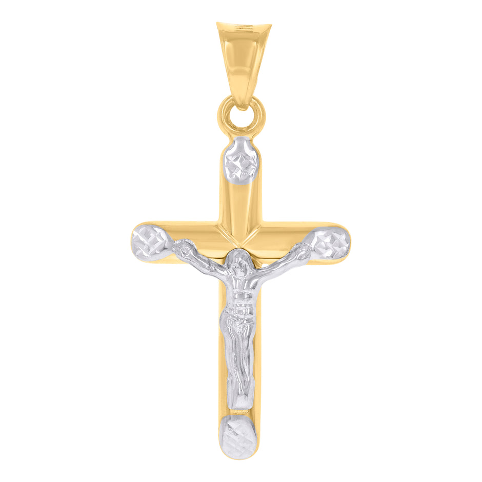 14kt Two-tone Gold Unisex Crucifix Cross Religious Charm Pendant