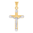 14kt Two-tone Gold Unisex Crucifix Cross Religious Charm Pendant