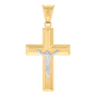 14kt Two-tone Gold Unisex Crucifix Cross Religious Charm Pendant