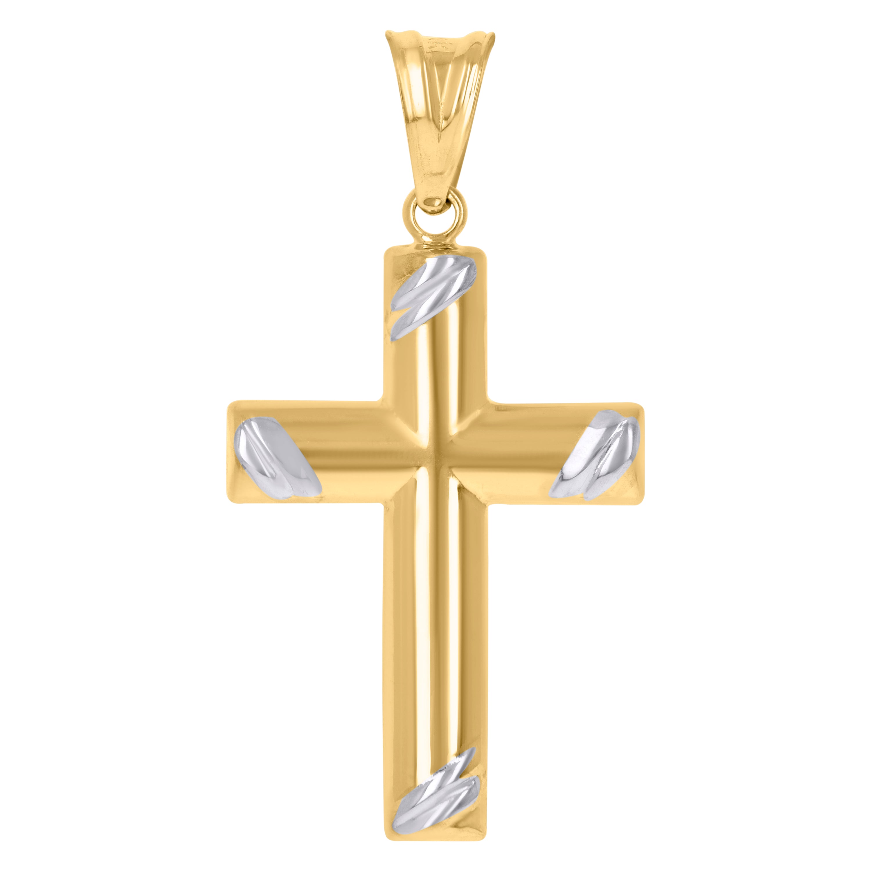 14kt Two-tone Gold Mens Cross Religious Charm Pendant