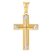 14kt Two-tone Gold Mens Cross Religious Charm Pendant