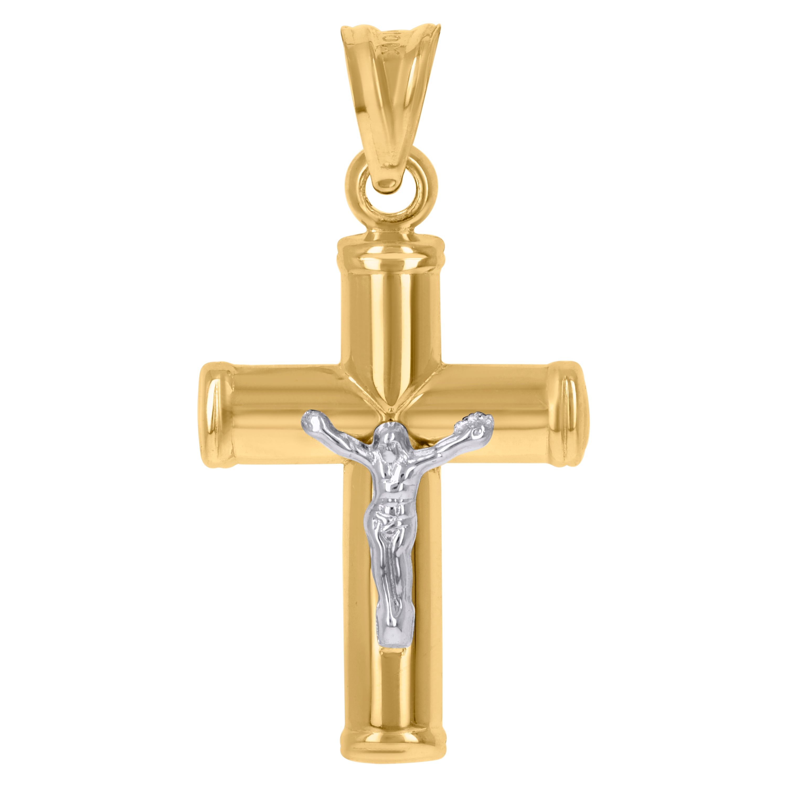 14kt Two-tone Gold Mens Crucifix Cross Religious Charm Pendant