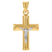 14kt Two-tone Gold Mens Crucifix Cross Religious Charm Pendant