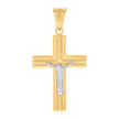 14kt Two-Tone Gold Mens Crucifix Cross Religious Charm Pendant